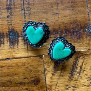 Turquoise Heart Concho Earrings